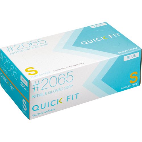 【送料無料】【個人宅届け不可】【法人（会社・企業）様限定】ニトリルグローブ　クイックフィット　粉なし　ブルー　S　1箱(250枚)【イージャパンモール】