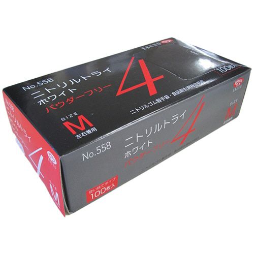 【送料無料】【個人宅届け不可】【法人（会社・企業）様限定】ニトリルトライ4　ホワイト　パウダーフリー　M　1箱(100枚)【イージャパンモール】