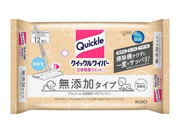 ★まとめ買い★　花王　クイックルワイパー　立体吸着ウエットシート　無添加タイプ　12枚入　×20個【イ..