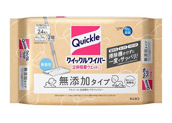 花王　クイックルワイパー　立体吸着ウエットシート　無添加タイプ 24枚入【イージャパンモール】
