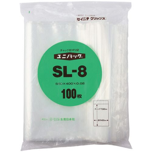 【送料無料】【個人宅届け不可】【法人（会社・企業）様限定】ユニパック　チャック付　ポリエチレン　ヨコ400×タテ560×厚み0．08mm　1パック（100枚）
