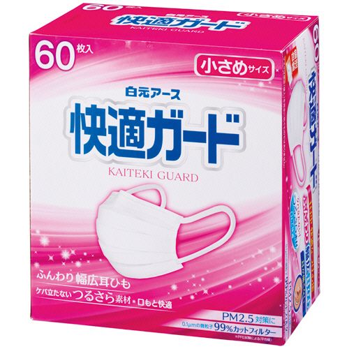 【送料無料】【個人宅届け不可】【法人（会社・企業）様限定】快適ガードマスク　小さめ　個包装　1箱（60枚）