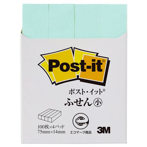 Rakuten - ポスト・イット　ふせん小　再生紙　75×14mm　グリーン　1パック(4冊)