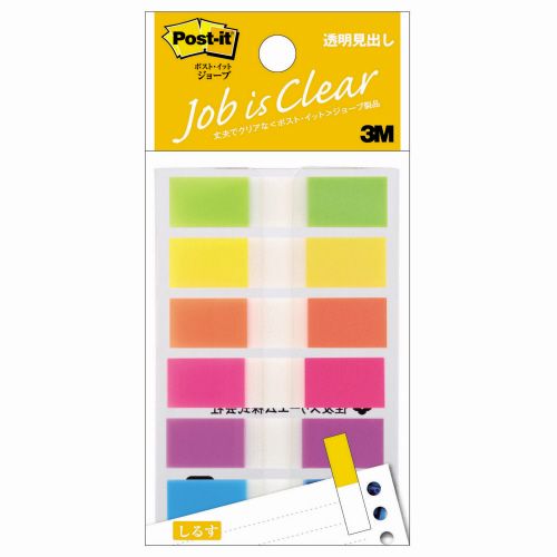 ポスト・イット ジョーブ 透明見出し 44×10mm パステルカラー6色 1パック(6冊)