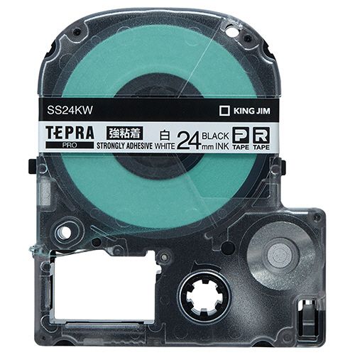 テプラ　PRO　テープカートリッジ　強粘着　24mm　白／黒文字　1個