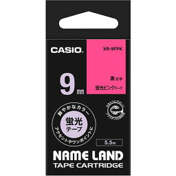 NAME LAND スタンダードテープ 9mm×5.5m 蛍光ピンク/黒文字 1個