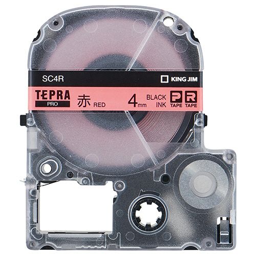 テプラ　PRO　テープカートリッジ　パステル　4mm　赤/黒文字　1個(3.0)