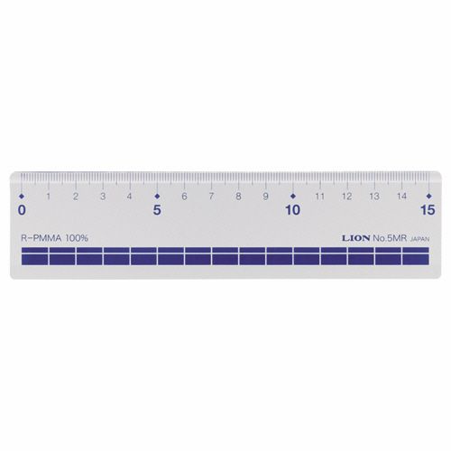 ライオン事務器 再生アクリル直線定規 15cm 1本