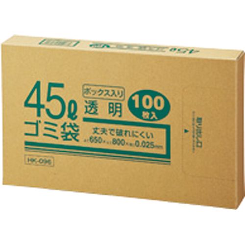 業務用透明　メタロセン配合厚手ゴミ袋　45L　BOXタイプ　1箱(100枚)