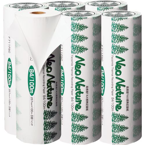 FSC認証感熱FAXロール紙　Neo　Nature　B4　幅257mmx長100m　表発色　1セット(6本)