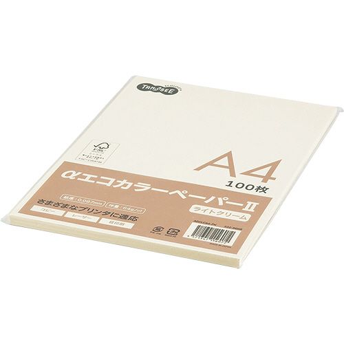 Rakuten - αエコカラーペーパーII　A4　ライトクリーム　少枚数パック　1冊(100枚)