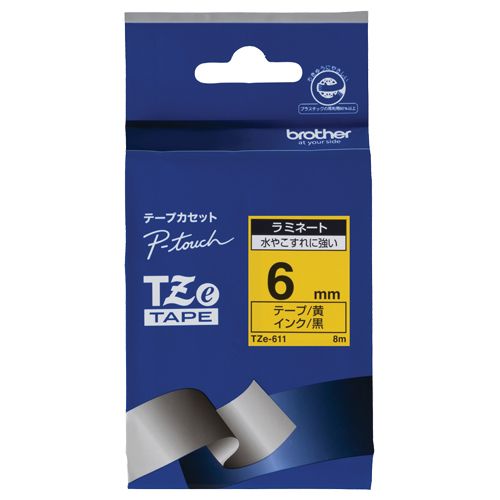 Rakuten - ピータッチ　TZeテープ　ラミネートテープ　6mm　黄/黒文字　1個