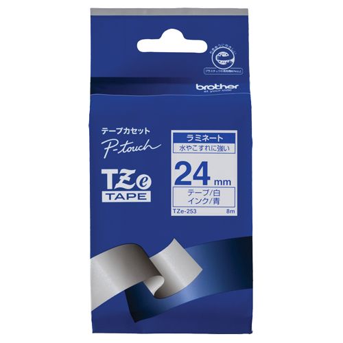Rakuten - ピータッチ　TZeテープ　ラミネートテープ　24mm　白/青文字　1個