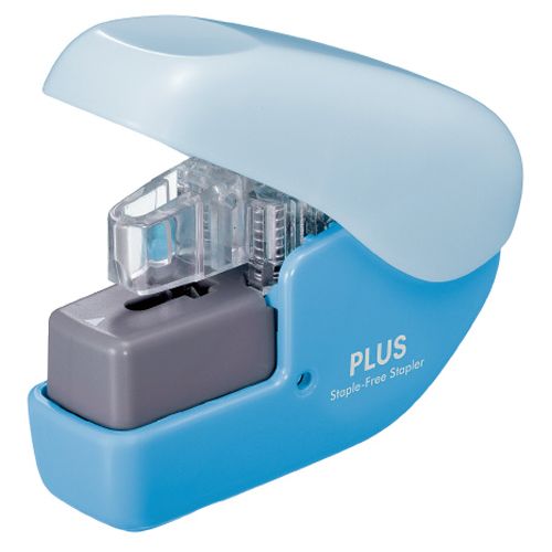 針なしホッチキス ペーパークリンチ ミニ 4枚とじ ブルー 1個