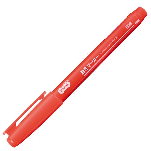 Rakuten - キャップ式油性マーカー　シングル　極細　赤　1セット(50本)