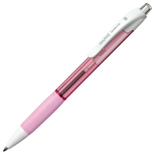 Rakuten - ノック式油性ボールペン(なめらかインク)　0.5mm　黒　(軸色:クリアピンク)　1セット(10本)