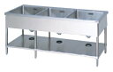 マルゼン 三槽シンク(バックガードなし) SUS430 BS3-134N 幅1300×奥行450×高さ800(mm)