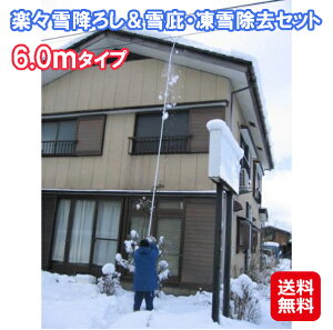 雪下ろし棒 6m 屋根 雪下ろし 道具 屋根雪 高所 除去 除雪 【楽々雪降ろし＆雪庇・凍雪除去セット 6.0mタイプ】 【送料無料】【ポイント 倍】雪 凍雪 冬 整備 掃除 雪かき 落葉集め 土砂集め 土ならし アルミ製 軽量タイプ 角度調節 シルバー 日本製 正規品 kik