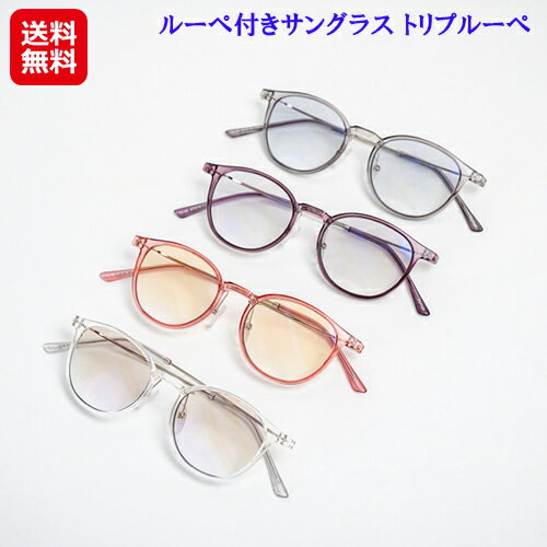 拡大鏡 3倍 ルーペ メガネ サングラス uvカット レディース 超軽量【ルーペ付きサングラス トリ