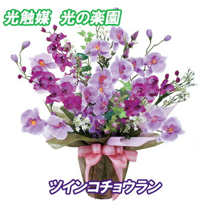 造花 フラワーアレンジメント 光触媒 人工植物 胡蝶蘭 母の日 プレゼント【光触媒　光の楽園　ツインコチョウラン】【送料無料】【ポイント 倍】一つ一つ丁寧に人の手によって造られている人工植物です。 sl