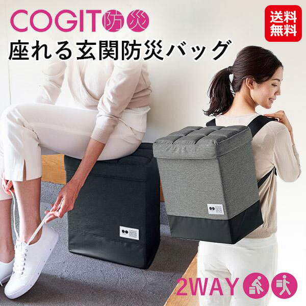 【COGIT防災 座れる玄関防災バッグ】【送料無料】【ポイント 2倍】コジット 防災リュックになる玄関チェア 防災バッグ 椅子になる リュック 大容量 撥水 防災リュック 防水 単品 座れる バッグ 2way 玄関チェア 椅子 玄関 スツール 防災グッズ 収納 mate