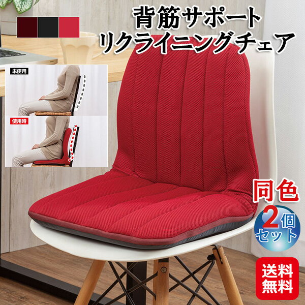 【背筋サポートリクライニングチェア 同色2個組】【送料無料】【ポイント 2倍】リクライニングチェア 椅子の上に置く椅子 背筋が伸びる 座椅子 背もたれ クッション 骨盤を立てる 姿勢矯正 12段階 リクライニング 角度調整 腰痛 対策 デスクワーク リモートワーク sd