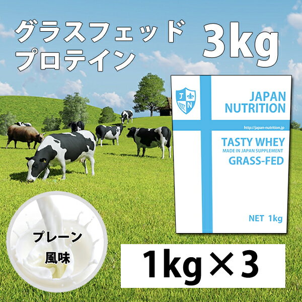 送料無料 グラスフェッドプロテイン 3kg 1kg×3個 コスパ日本一挑戦 プレーン 無添加 国産 ホルモン剤不使用 NONGMO グラスフェッドホエイプロテイン 3kg テイスティホエイ プロテイン 3キロ 筋トレ トレーニング 3キロ 無加工 ダイエット 筋肉 減量