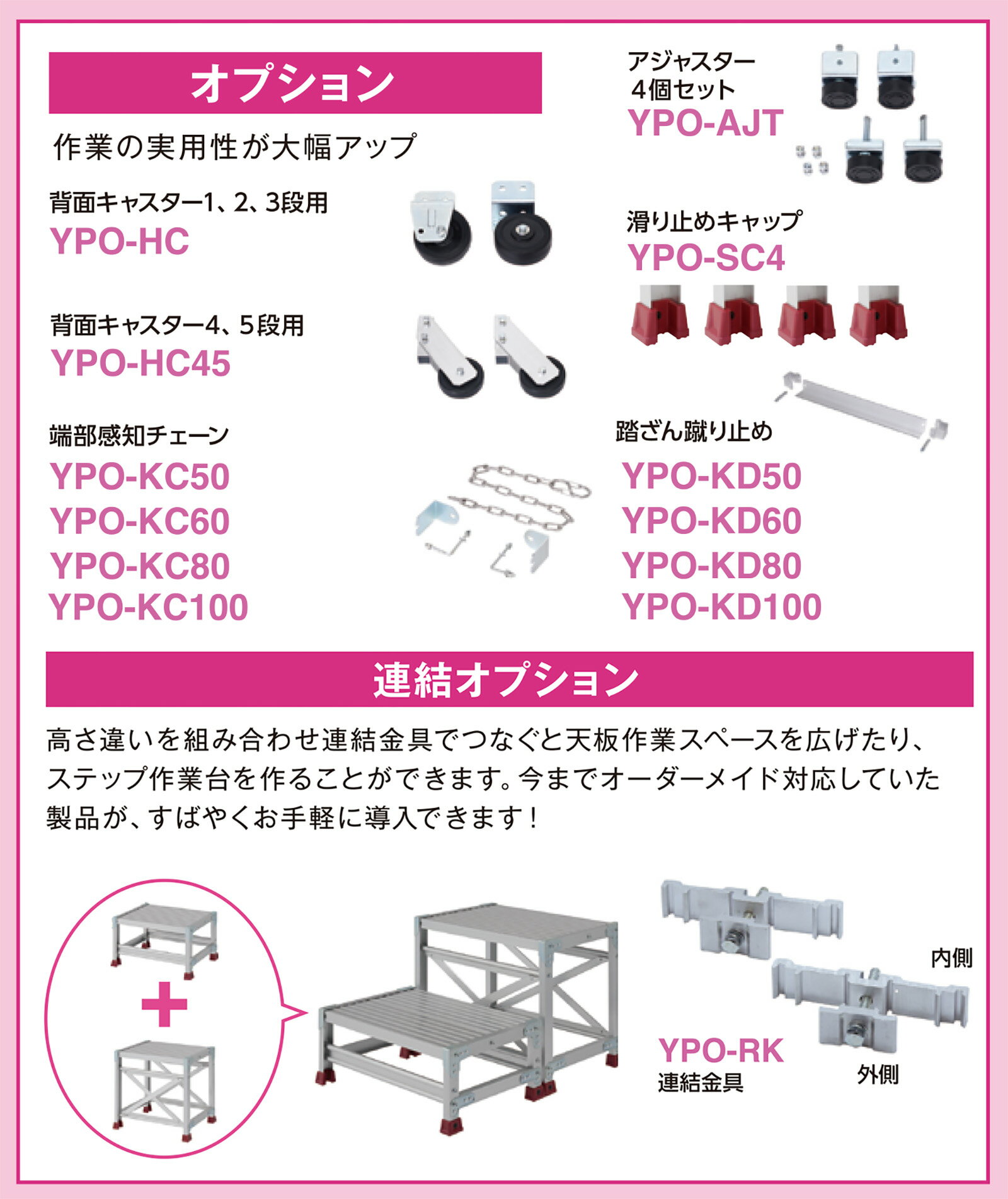【代引不可】〈ピカ/YAMAZEN〉作業台YPSシリーズ　オプション／踏ざん蹴り止め　YP...