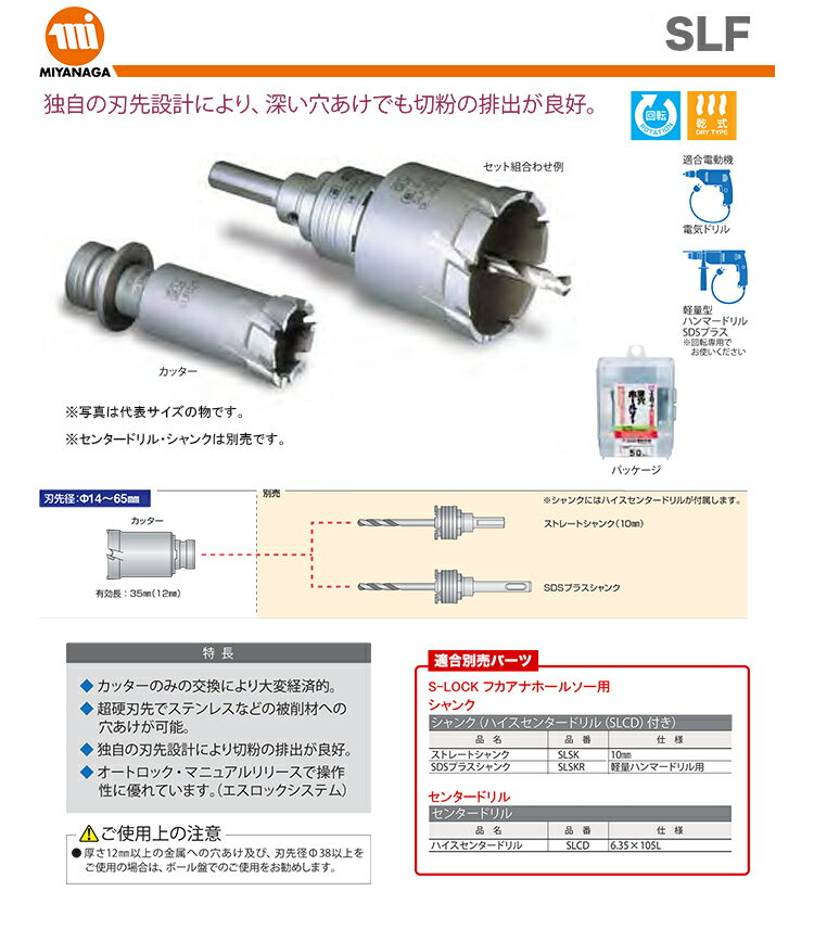 【新品】【数量限定】ミヤナガ S-LOCK フカアナ ホールソー SLF065 2