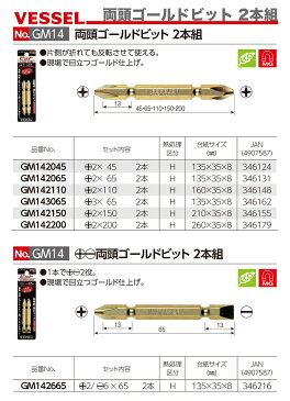 【オススメ】〈ベッセル〉両頭ゴールドビット 2本組　GM142150