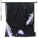 振袖 正絹【訳あり 未仕立て/ 黒 薄紫ぼかし 桜 】 仮絵羽 在庫処分セール【沖縄配送不可】
