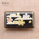 帯留【花しおり 四角 桜 蒔絵 9718】単品 日本製 花 金 ゴールド アンティーク レトロ 帯留め おびどめ 和装小物【沖縄配送不可】