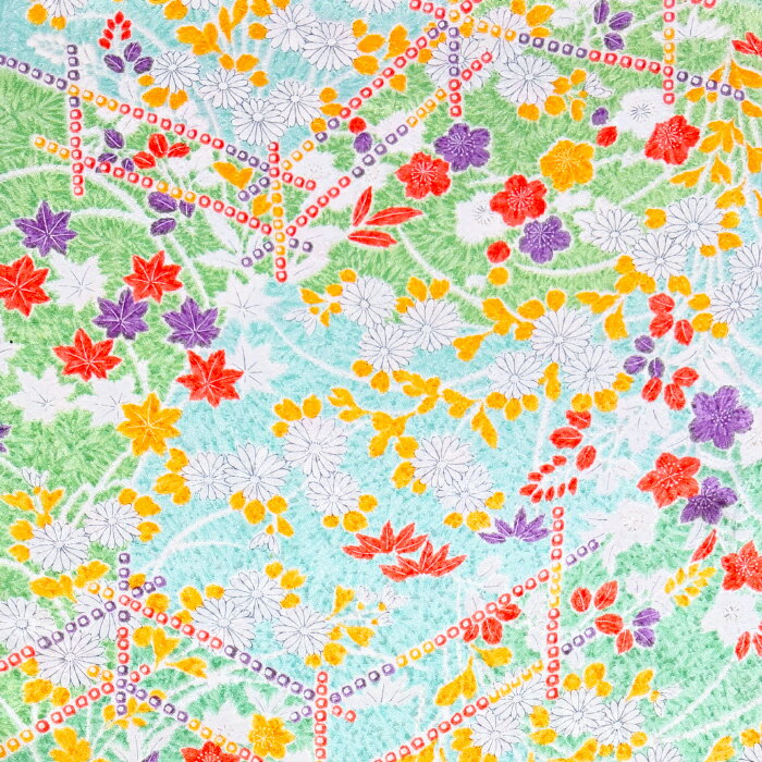 Rakuten - 【中古】薄緑色に花々が綺麗なツヤ感のある着物はぎれ