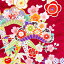 【新入荷】【中古】赤紫地に豪華な梅花や松の綺麗な振袖着物はぎれ
