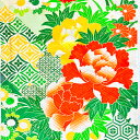 【中古】檜垣紋や花々が輝く振袖着物はぎれ