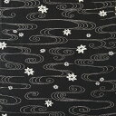 【中古】黒色地に観世水紋とも紅葉の着物はぎれ