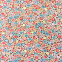 【中古】渋い茶桃色地に菊花が埋め尽くす着物はぎれ