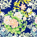 【新入荷】【中古】紺色地に花輪紋が綺麗な付け下げ着物はぎれ