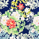 【新入荷】【中古】紺色地に花輪紋が綺麗な付け下げ着物はぎれ