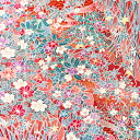 【新入荷】【中古】桃色地に花々が華やかな着物はぎれ