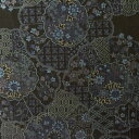 【新入荷】【中古】黒色地に青色系の紋様が綺麗な大島紬はぎれ