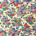 【新入荷】【中古】ベージュ色地に花々が華やかな着物はぎれ
