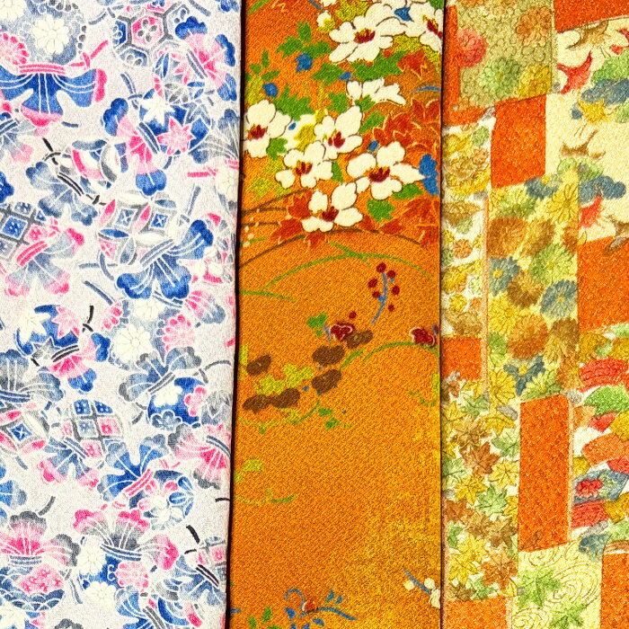 1000円ポッキリ【中古】着物はぎれ3枚セット