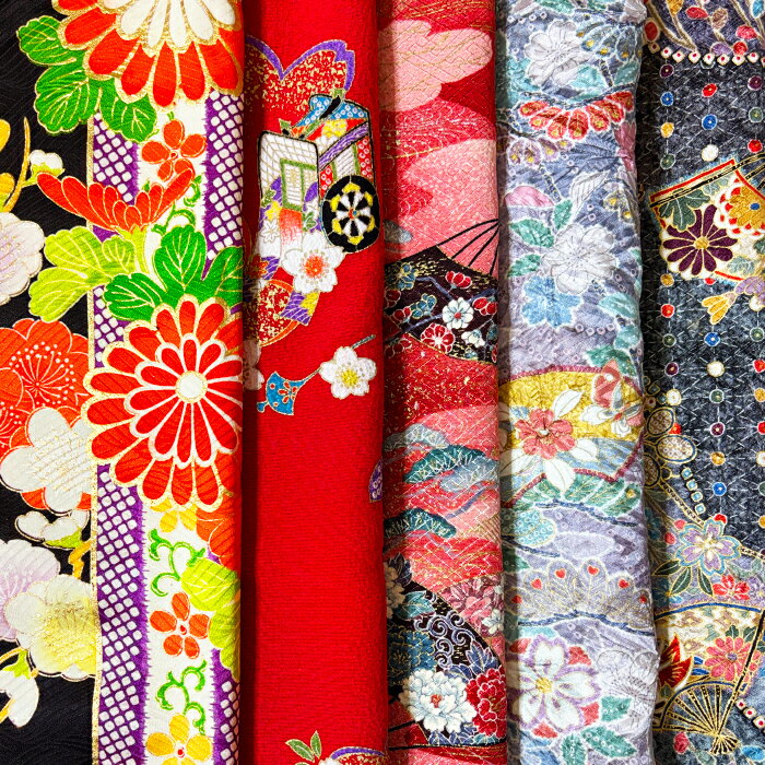 【中古】綺麗な着物はぎれ5枚セット