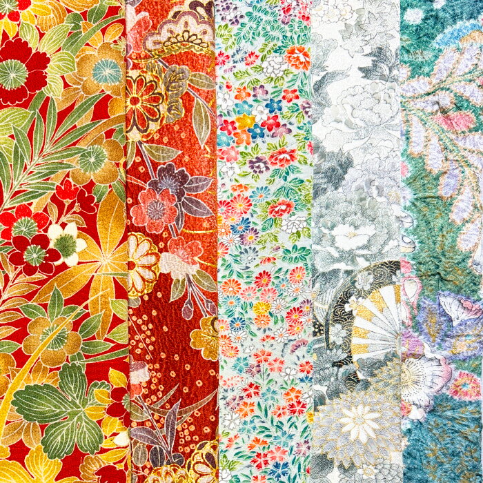 【中古】綺麗な着物はぎれ5枚セット