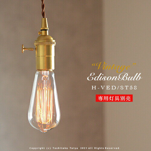 ビンテージエジソン球 VINTAGE EDISON BULB Signature ST58 E26/60W カーボン電球 レトロ アンティーク フィラメント 電球 お洒落 照明 (s) 可愛い 玄関 階段 廊下 トイレ 店舗デザイン エジソンバルブ シグネチャー カーボン 口金 ツイストブラウンコード別売(2-2