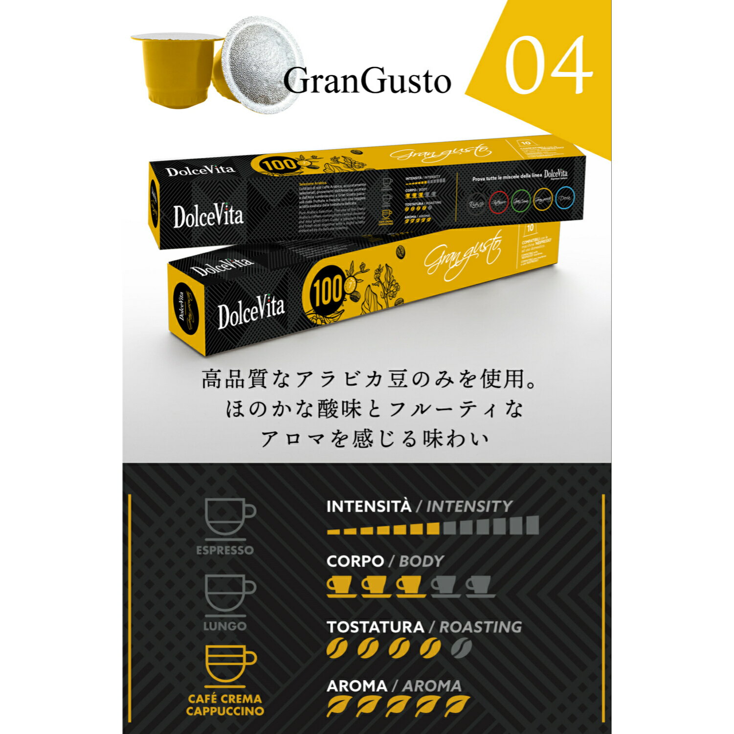 5種120個イタリア製ネスプレッソ互換カプセル「DolceVita」コーヒーアソートセットMadeinItaly送料無料