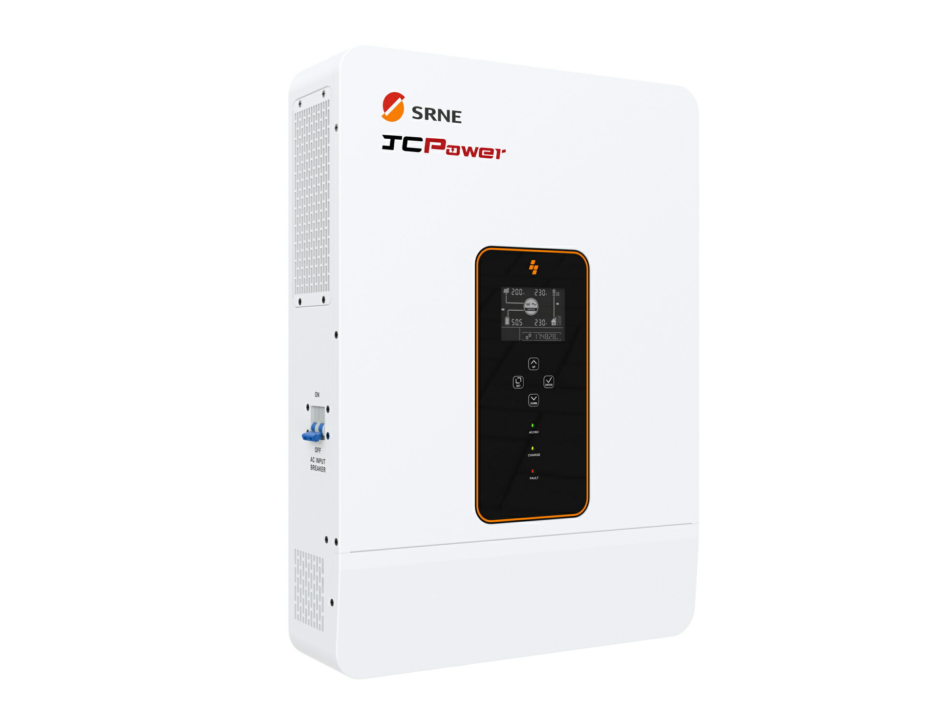 逆変器（インバーター）とは、直流電（DC）を交流電（AC）に変換する装置のことです。 最大99.9%の効率を持つデュアルMPPT。高出力モジュールに最適な最大22AのPV入力電流。 高品質の純正弦波交流電源を出力。ほとんどの家庭のニーズを満たす10kWの負荷電力。 モダンな美学を備えた工業デザイン。設置も使用も簡単。 ●主な仕様 ・定格出力：5kW ・バッテリー電圧：48V DC ・AC出力：100V / 200V AC ・配線方式：単相三線式 ・最大PV入力電圧：500V DC ・サイズ：446.9*350*133mm ・安全規格：PSE ●おすすめ用途 ・太陽光発電システム ・家庭用蓄電システム ・非常用・防災用バックアップ電源 ・オフグリッドシステム ・店舗・事務所・小規模施設 ●製品のメリット ・高効率・省エネルギー設計 ・停電時のバックアップ電源として活躍 ・太陽光発電の自家消費率向上 ・家庭用100V・200V機器に対応 ・安全・安心のPSE認証取得 ●ご注意 ・設置は電気工事士など有資格者による施工を推奨します。 ・ご使用前に配線・接続条件をご確認ください。 ・使用する蓄電池・太陽光パネルの仕様が本製品に適合していることをご確認ください。逆変器（インバーター）とは、直流電（DC）を交流電（AC）に変換する装置のことです。 最大99.9%の効率を持つデュアルMPPT。高出力モジュールに最適な最大22AのPV入力電流。 高品質の純正弦波交流電源を出力。ほとんどの家庭のニーズを満たす10kWの負荷電力。 モダンな美学を備えた工業デザイン。設置も使用も簡単。 ●主な仕様 ・定格出力：5kW ・バッテリー電圧：48V DC ・AC出力：100V / 200V AC ・配線方式：単相三線式 ・最大PV入力電圧：500V DC ・サイズ：446.9*350*133mm ・安全規格：PSE ●おすすめ用途 ・太陽光発電システム ・家庭用蓄電システム ・非常用・防災用バックアップ電源 ・オフグリッドシステム ・店舗・事務所・小規模施設 ●製品のメリット ・高効率・省エネルギー設計 ・停電時のバックアップ電源として活躍 ・太陽光発電の自家消費率向上 ・家庭用100V・200V機器に対応 ・安全・安心のPSE認証取得 ●ご注意 ・設置は電気工事士など有資格者による施工を推奨します。 ・ご使用前に配線・接続条件をご確認ください。 ・使用する蓄電池・太陽光パネルの仕様が本製品に適合していることをご確認ください。