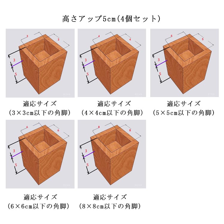 継足 継足し 底上げ 高さ調整 継脚 つぎあし ベッド テーブル 延長 つぎ足 脚台 角...