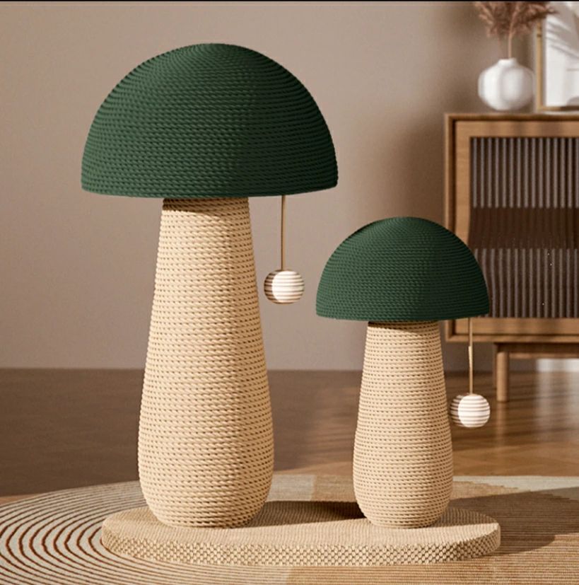 ジュートロープ製のキャットタワー、猫の爪研ぎ柱、耐久性があり、ほこりが出にくい、キノコ型の立て式..